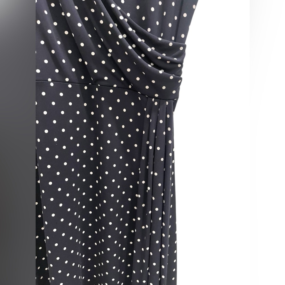 Talbots Polka Dots Ruched Midi Dress Navy Blue & White Woman’s Size XL - Picture 7 of 11